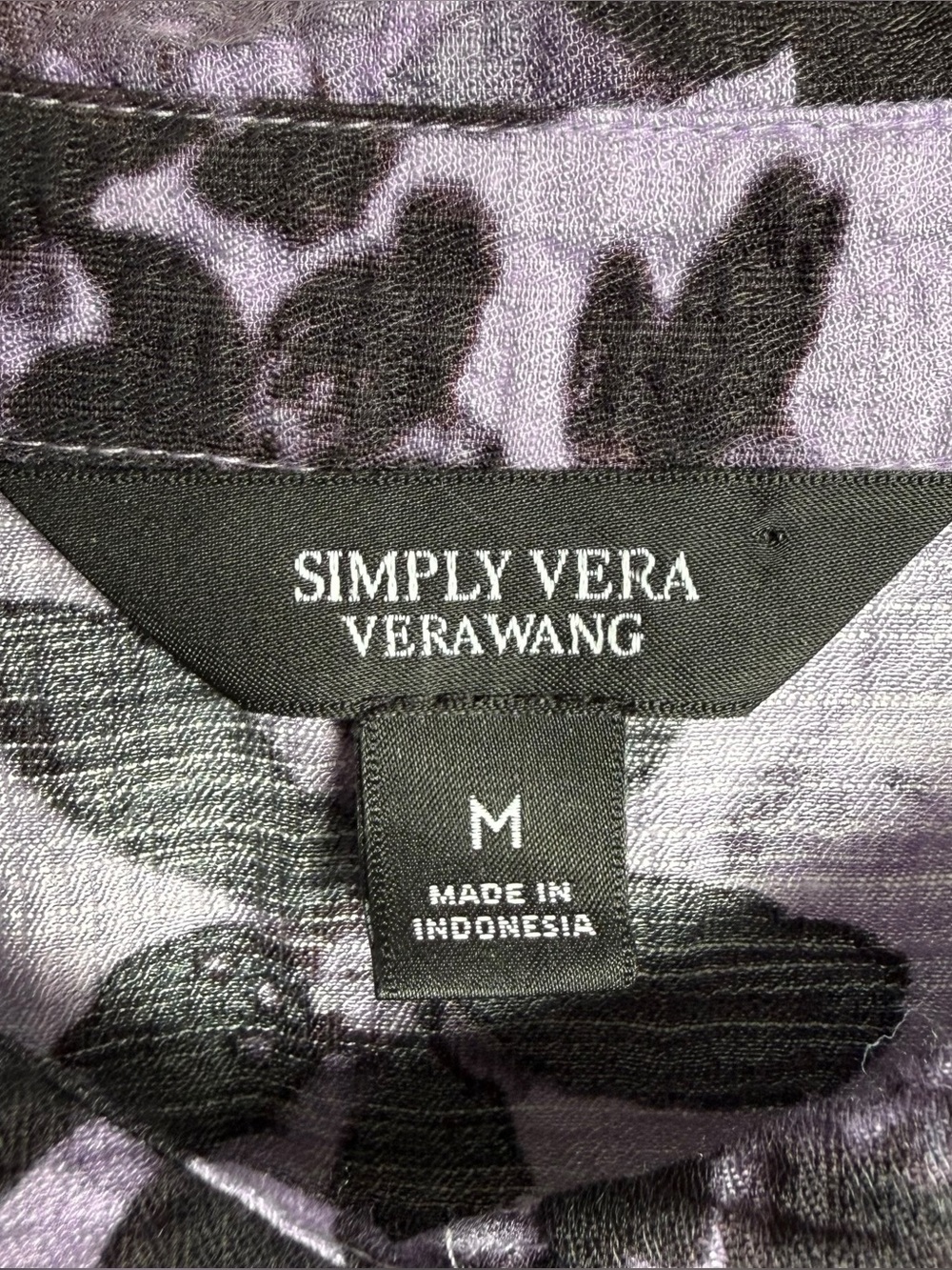 Simply Vera Vera Wang Mini Shirt Dress Size Medium Purple Floral Button Front - Picture 10 of 11